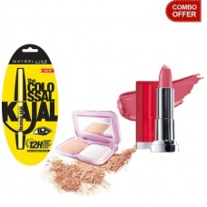 Deals, Discounts & Offers on Health & Personal Care - Maybelline The Colossal Kajal with Compact Powder and Color Show Lip Color