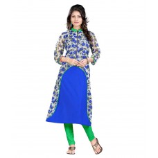 Deals, Discounts & Offers on Women Clothing - Aashvi Creation Blue Poly Rayon Kurti
