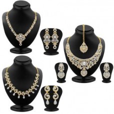 Deals, Discounts & Offers on Earings and Necklace - Sukkhi Glamorous Gold Plated AD Neckalce Sets Combo