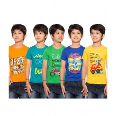 Deals, Discounts & Offers on Kid's Clothing - Maniac Pack of 5 Multicolour Half Sleeves T-Shirts