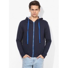 Deals, Discounts & Offers on Men Clothing - Flat 50% off on Navy Blue Solid Sweat Jacket