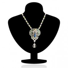 Deals, Discounts & Offers on Earings and Necklace - Mahi Crystal Pearl Blue Green Ethnic Peacock Pendant