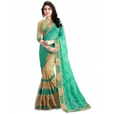 Deals, Discounts & Offers on Women Clothing - Kesar Sarees Green Georgette Saree