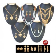 Deals, Discounts & Offers on Earings and Necklace - Kriaa 5 PCs Jewellery Set Combo With 5 Assorted Earrings Free