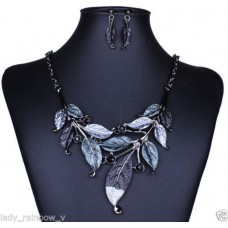 Deals, Discounts & Offers on Earings and Necklace - New Fashion Retro Enamel Branch Leaf Link Gun Black Metal Necklace Earring 
