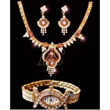 Deals, Discounts & Offers on Earings and Necklace - Buy One Necklace Set & Get A Ladies Watch Free