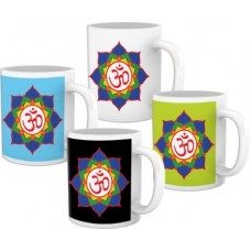 Deals, Discounts & Offers on Home & Kitchen - Tiedribbons Om With Star Gift For Diwali Gifts set of 4 Ceramic Mug