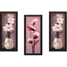 Deals, Discounts & Offers on Home Decor & Festive Needs - SAF Floral Set Of 3 Ink Painting