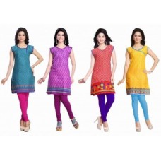 Deals, Discounts & Offers on Women Clothing - Trendbend Combo Of 4 Cotton Kurtis