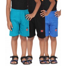 Deals, Discounts & Offers on Kid's Clothing - Graceful Blue-Black-Green Cotton Solids Elastic Shorts 