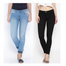 Deals, Discounts & Offers on Women Clothing - Women'S Blue And Black Skinny Jeans 
