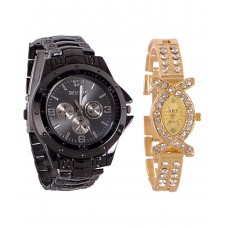 Deals, Discounts & Offers on Men - Buy 1 Get 1 off on Rosra Black Round Analog Watch