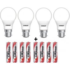 Deals, Discounts & Offers on Electronics - Eveready 5 W LED Cool Day Light - Get 8 AAA Alkaline Batteries Bulb