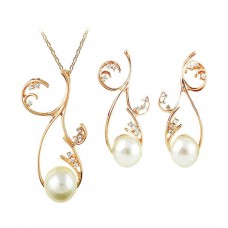 Deals, Discounts & Offers on Earings and Necklace - Shining Diva Fashion 18K Gold Plated Austrian Crystal and Pearl Pendent Earrings Set