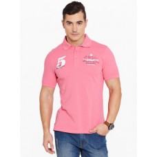 Deals, Discounts & Offers on Men Clothing - Pink Pique Printed Polo