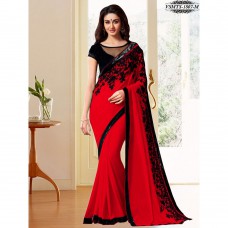Deals, Discounts & Offers on Women Clothing - Shonaya Pure Georgette Embroidered Party Wear Saree