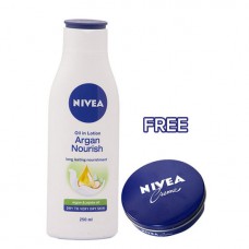 Deals, Discounts & Offers on Health & Personal Care - Nivea Argan Nourish oil in lotion 250 ml + Free Nivea Creme 20 ml