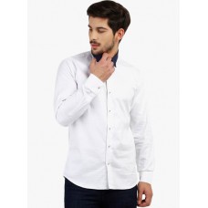 Deals, Discounts & Offers on Men Clothing - Marcello & Ferri White Solid Slim Fit Casual Shirt
