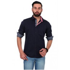 Deals, Discounts & Offers on Men Clothing - Urban Republic Men Cotton Roll Up Sleeves Navy Casual Shirt