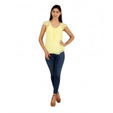 Deals, Discounts & Offers on Women Clothing - Uptown Yellow Poly Georgette Tops