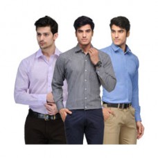 Deals, Discounts & Offers on Men Clothing - Vicbono PO3 Men’s Full Sleeve Cotton Formal Shirts