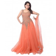 Deals, Discounts & Offers on Women Clothing - Ganesh Orange Georgette Semi Stitched Dress Material