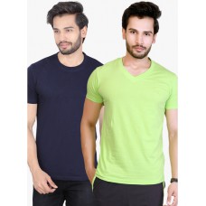 Deals, Discounts & Offers on Men Clothing - Lucfashion Pack Of 2 Multicoloured Solid T-Shirt Combo