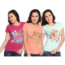 Deals, Discounts & Offers on Women Clothing - Maatra Printed Women's Round Neck T-Shirt