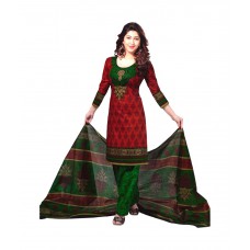 Deals, Discounts & Offers on Women Clothing - Nikshi RED Cotton Unstitched Dress Material