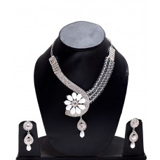 Deals, Discounts & Offers on Earings and Necklace - Party Wear American Diamond Necklace Set