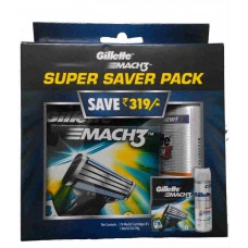 Deals, Discounts & Offers on Men - Flat 20% off on Gillette Mach3 Super Saver pack 8 cartridges with Free Gel 70g