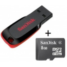 Deals, Discounts & Offers on Computers & Peripherals - SanDisk Combo Of 8 GB Pendrive And Memory Card
