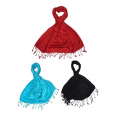 Deals, Discounts & Offers on Women Clothing - Pipal viscose blue, black, red Stoles Combo Set
