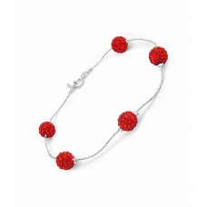Deals, Discounts & Offers on Men - Johareez 92.5 Sterling Silver Red Crystal Ball Trinket Bracelet