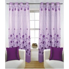 Deals, Discounts & Offers on Home Decor & Festive Needs - Fabutex Polyester Purple Floral Eyelet Door Curtain