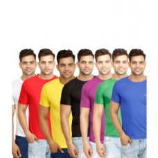 Deals, Discounts & Offers on Men Clothing - Pack of 7 Multicoloured Round Neck Mens T-Shirt