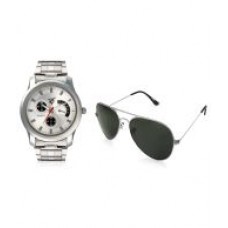 Deals, Discounts & Offers on Men - RICO SORDI Mens White Steel Watch with Sunglass Combo