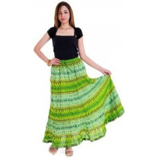 Deals, Discounts & Offers on Women Clothing - Indigocart Printed Women's Regular Green Skirt