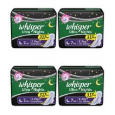 Deals, Discounts & Offers on Health & Personal Care - Whisper Ultra Night XL Wings Extra Heavy Flow 7 Pads Pack of 4
