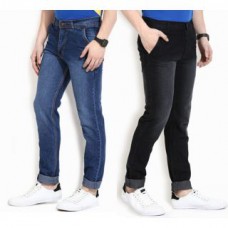 Deals, Discounts & Offers on Men Clothing - WAJBEE Pack of 2 Blue and Black Mens Jeans
