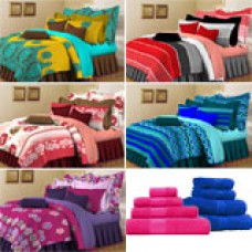Deals, Discounts & Offers on Home Decor & Festive Needs - Arto Novel5 Cheerful Collection Pack Of 5 Double Besdheet Set With Mesmer 10Pcs Towel Set
