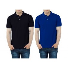 Deals, Discounts & Offers on Men Clothing - Ttw Combo Of Black & Royal Blue Polo T-shirts