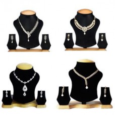 Deals, Discounts & Offers on Earings and Necklace - Combo of 4 AD Designer Necklace Set By The Pari