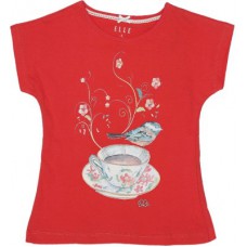 Deals, Discounts & Offers on Women Clothing - Elle Printed Girl's Round Neck Red T-Shirt