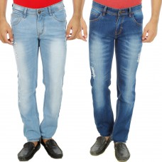 Deals, Discounts & Offers on Men Clothing - Stylox Pack Of 2 Slim Fit Ruff Jeans