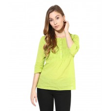 Deals, Discounts & Offers on Women Clothing - The Vanca Green Cotton Tops