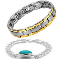 Deals, Discounts & Offers on Men - Buy 1 Titanium Magnetic Bracelet & Get 1 Salman Khan Style Bracelet Free