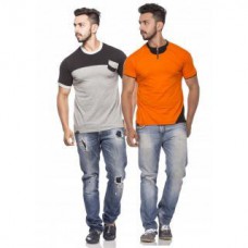 Deals, Discounts & Offers on Men Clothing - DEMOKRAZY Pack of 2 Half Sleeve Mens T Shirt