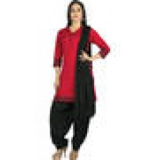 Deals, Discounts & Offers on Women Clothing - Jaipur Kurti Red And Black Salwar Kameez Dupatta Set