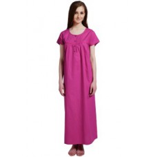 Deals, Discounts & Offers on Women Clothing - Rosaline Pure Cotton Comfort Full Length Nighty​- Mexican Pink